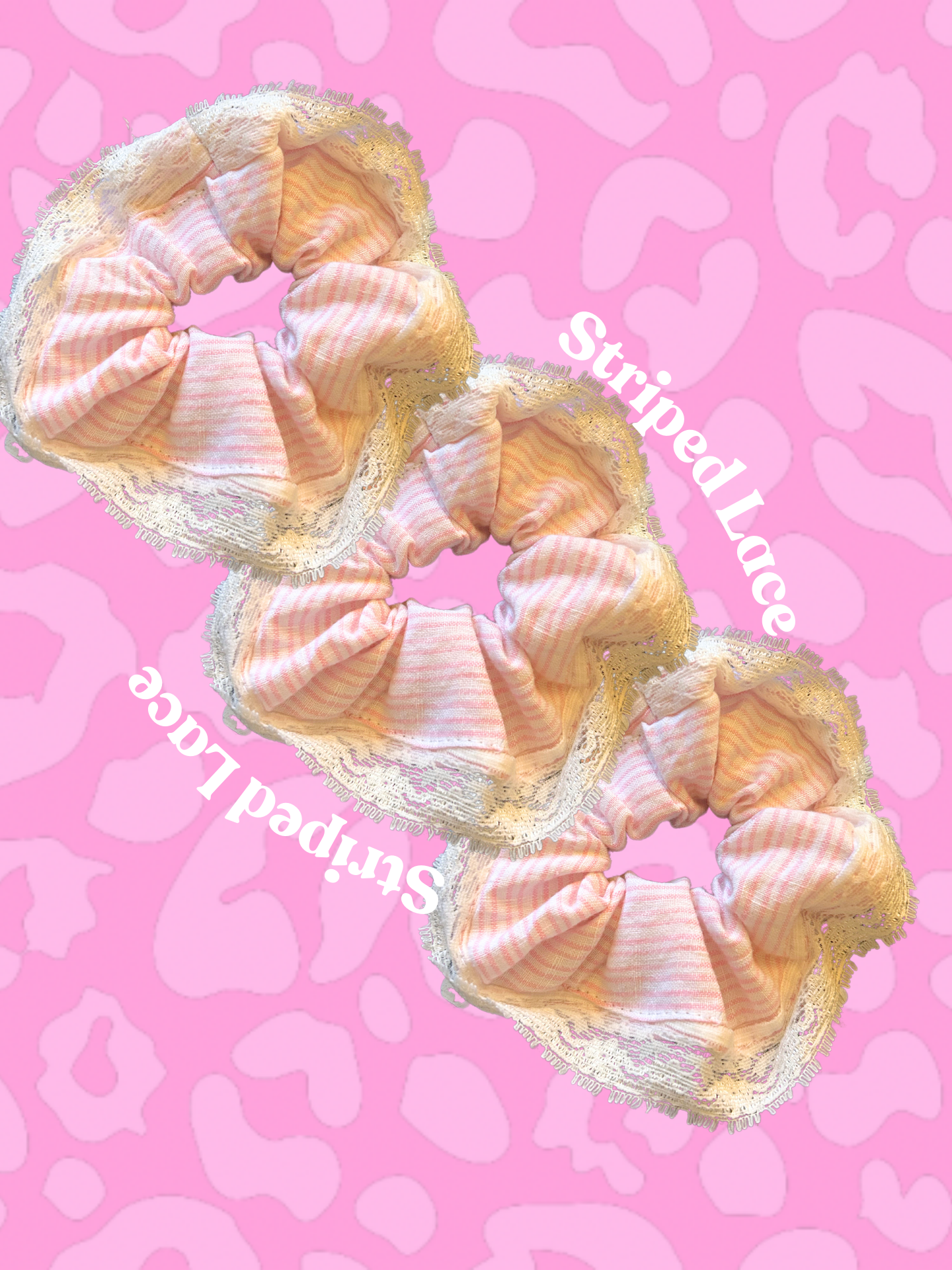 Striped Pink Lace Scrunchie