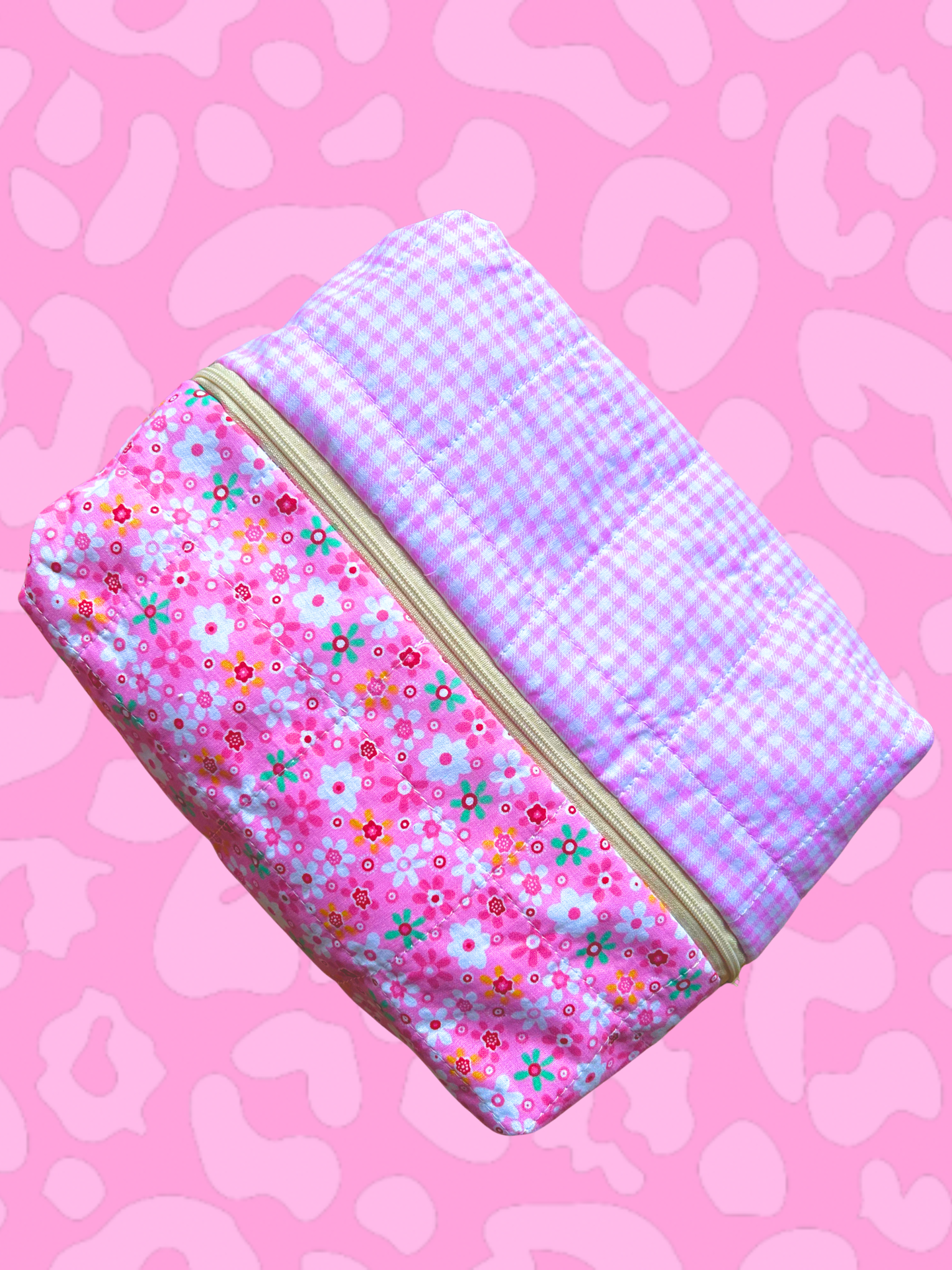 Blossom & Gingham Make Up / Wash Bag